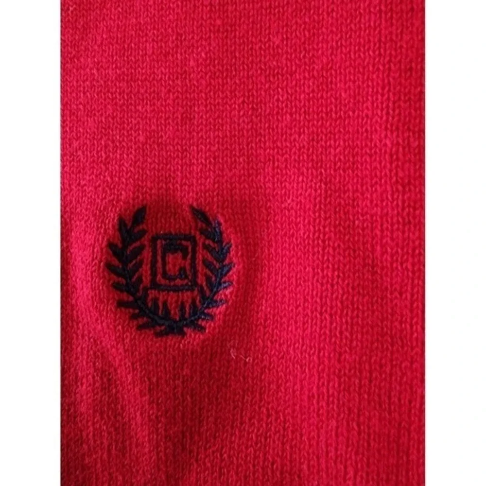 Chaps Sweater Vest Men L Red V-Neck Cotton Preppy Classic Layering